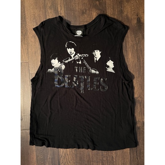 The Beatles Tops - The Beatles 60s Band Top Women's Medium Black Graphic‎ Tank Top Music Pop Rock